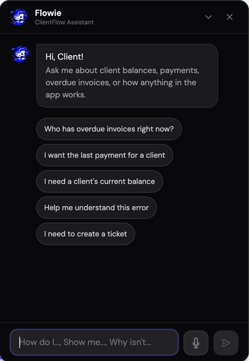 Flowie AI assistant chat